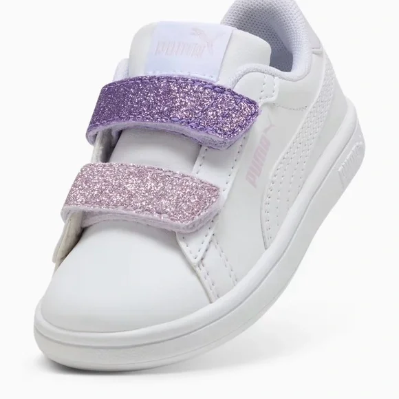 💟PUMA Smash 3.0 Purple Glitter Toddler Velcro Closure Sneakers - Picture 9 of 10